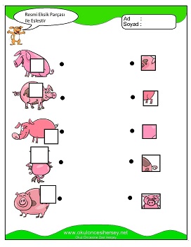 Resmi Eksik Parçası İle Eşleştir Çalışma Sayfaları